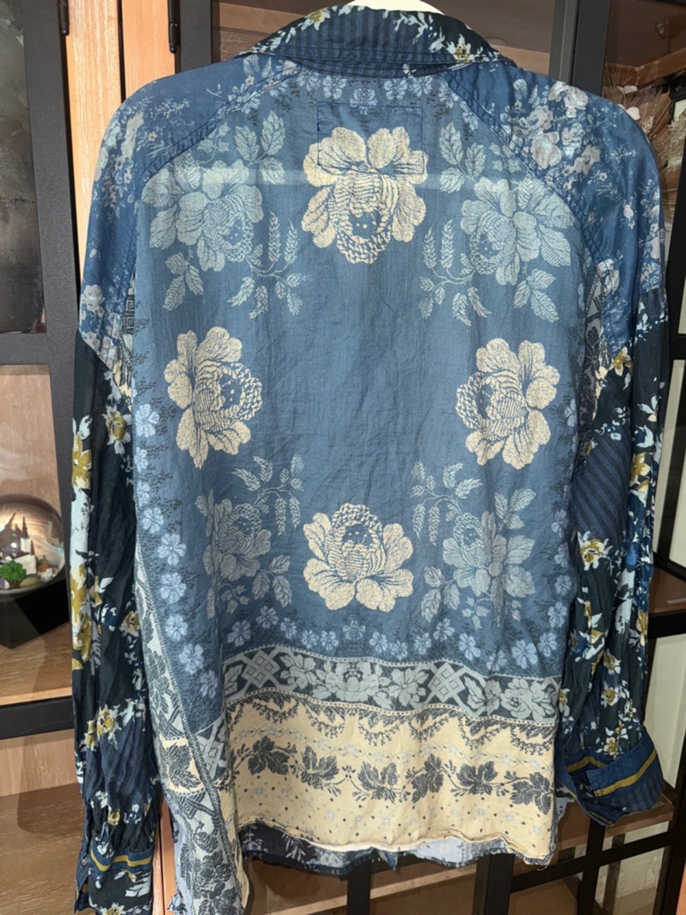 We The Free People Floral Patchwork Mixed Print Button down Shirt long sleeve - Picture 4 of 6